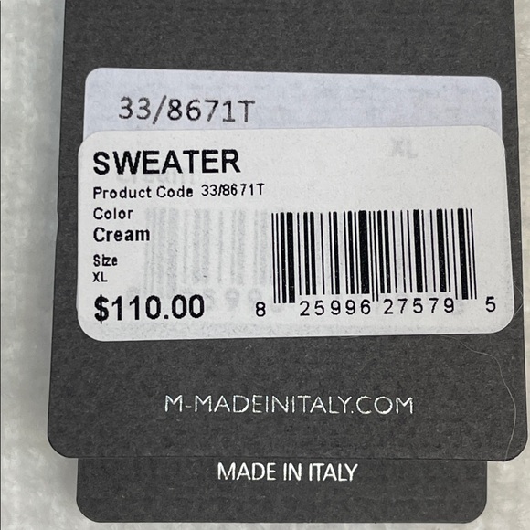 M MADE IN ITALY | Cream Fuzzy Batwing V-Neck Sweater | XL | NWT - Picture 8 of 17